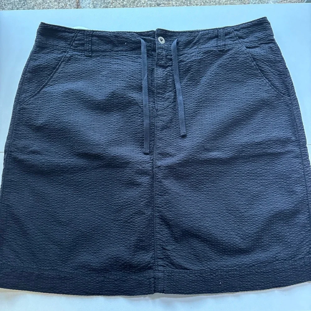 Fresh Produce Skirt Womens Large Black Textured Cotton‎ Blend Drawstring Casual